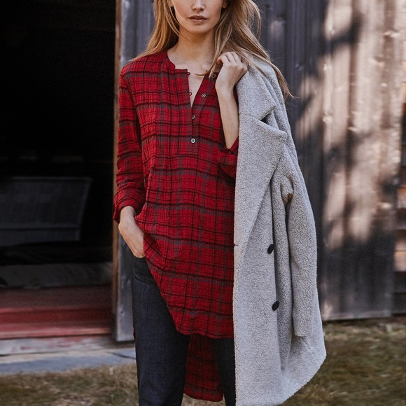 Anthropologie Tops - Anthro Holding Horses Red Halfpenny Plaid Tunic M